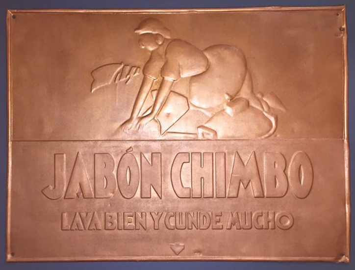 Antiguo r�tulo de Jab�n CHIMBO. Manzanares