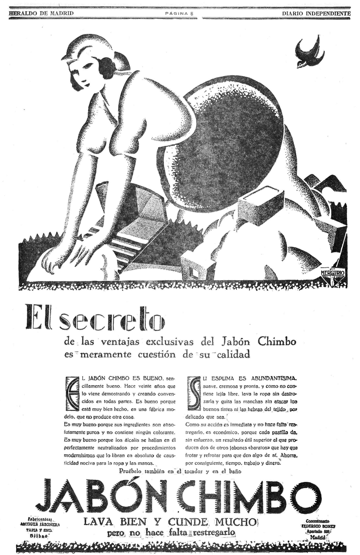 ANUNCIO DE JAB�N CHIMBO EN EL HERALDO DE MADRID. 1